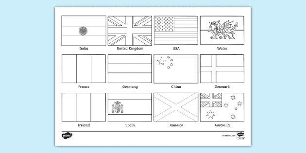 Flags of europe with names word mat