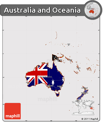 Free flag simple map of australia and oceania