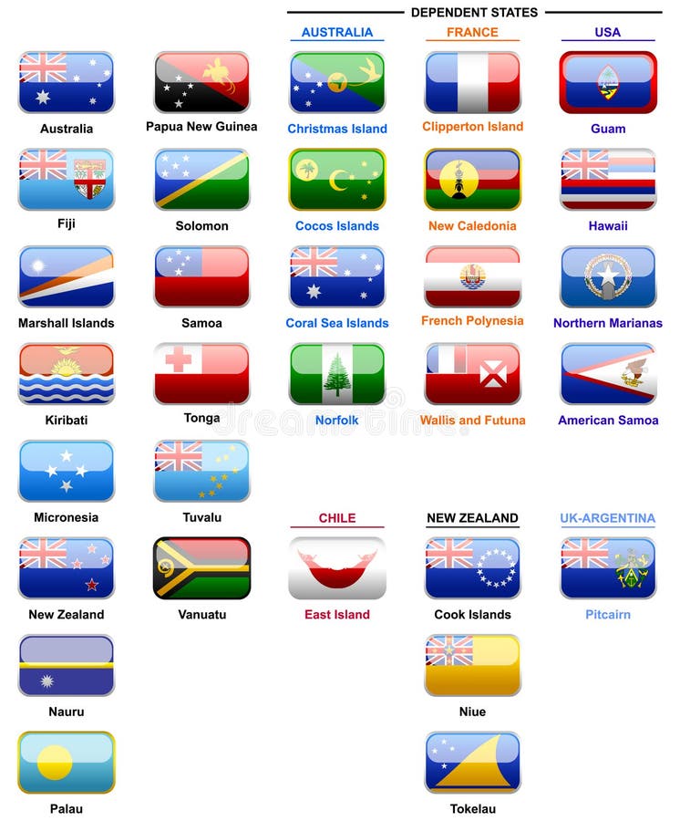 Oceania countries flags stock illustrations â oceania countries flags stock illustrations vectors clipart