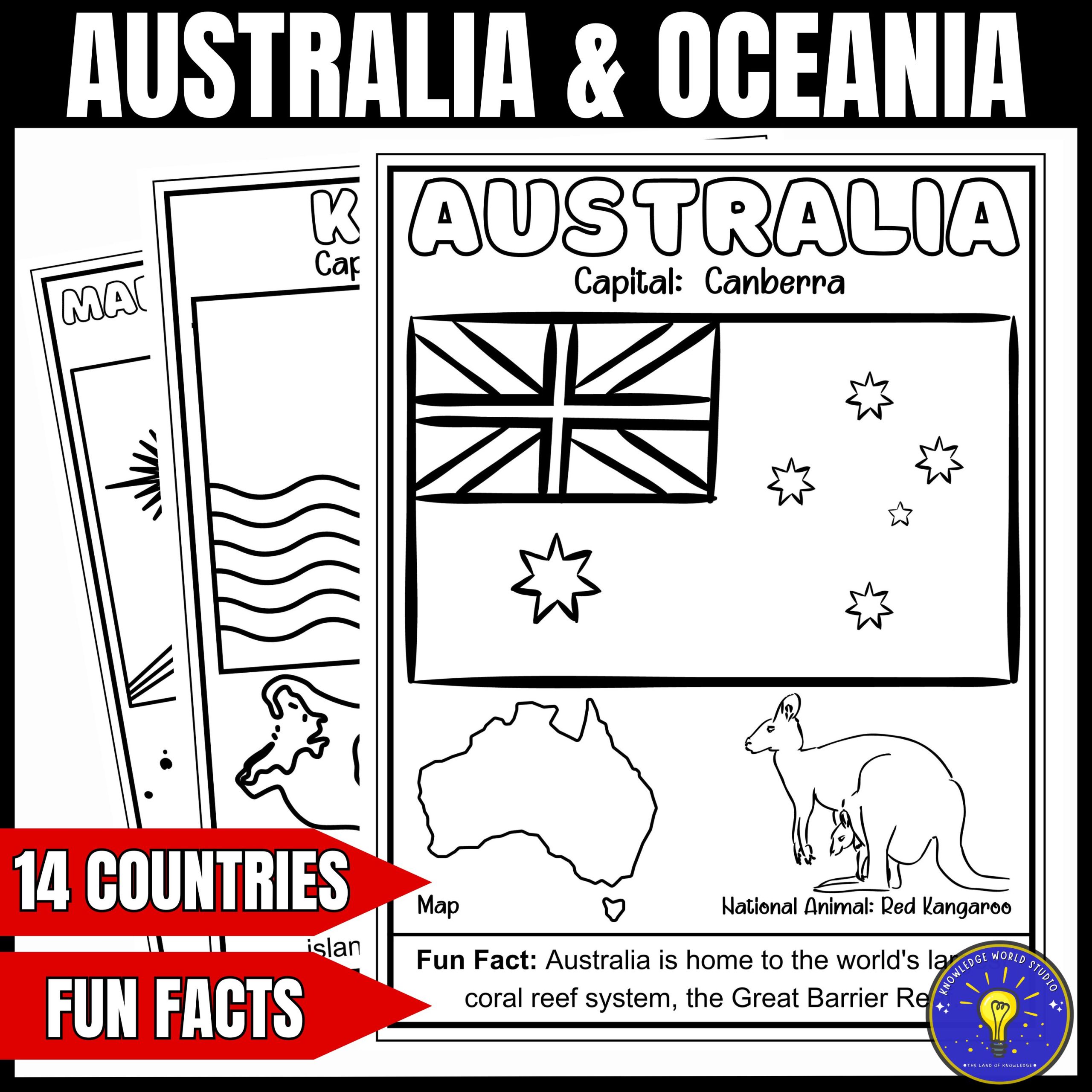 Geography of australia oceania coloring pages flags