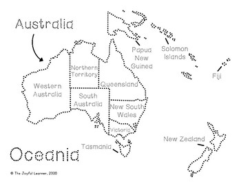 Oceania map montessori colors printable