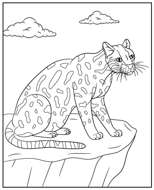 Printable ocelot coloring page sheet