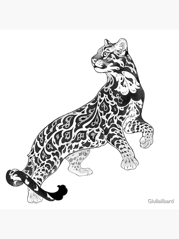 Ocelot lineart art board print for sale by giulialibard