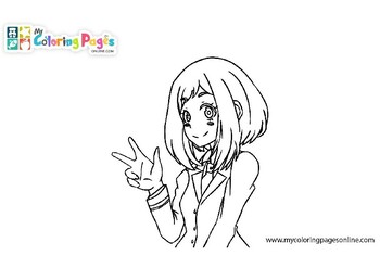 Online ochaco uraraka coloring pages for kids by the learning apps