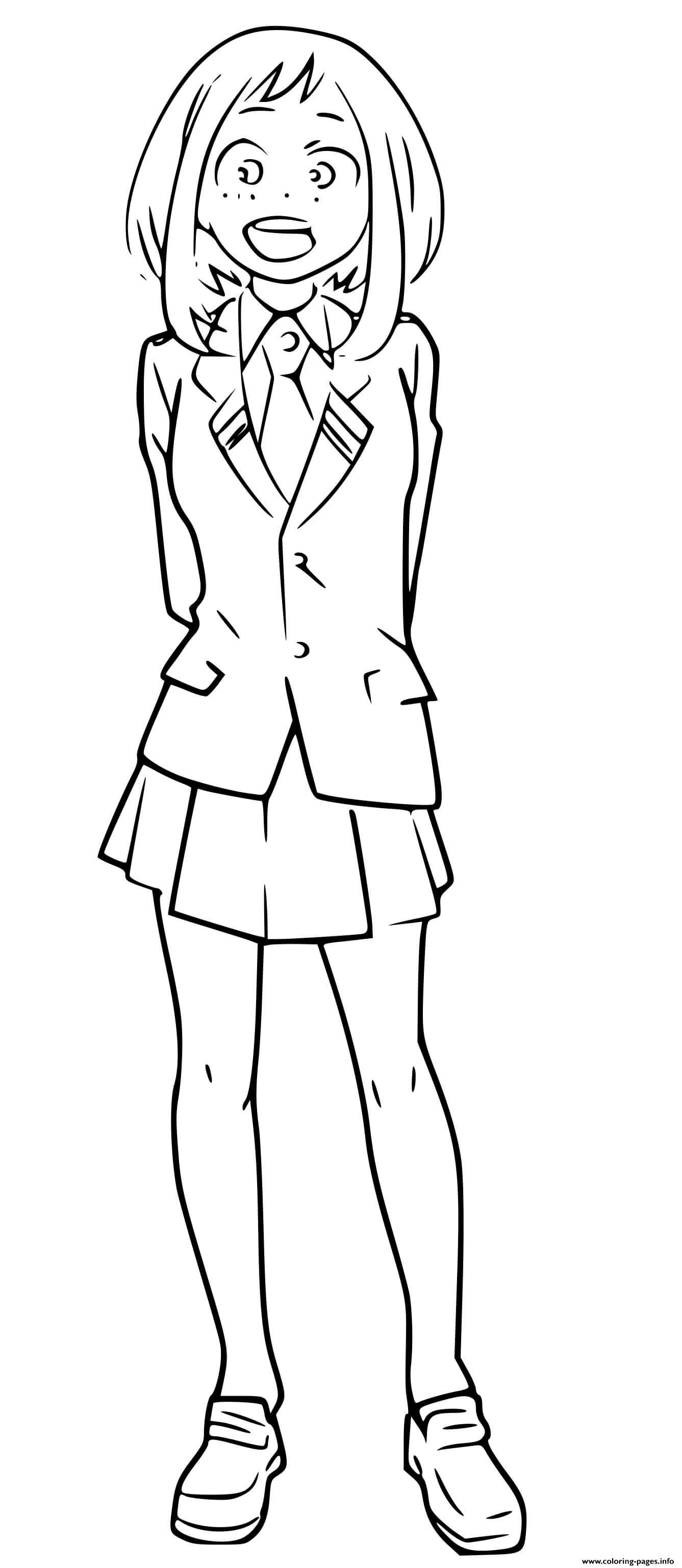 My hero academia ochaco uraraka manga coloring page printable