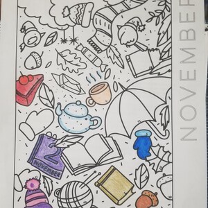 Digital download november coloring calendar november coloring page fall coloring page a brighter year