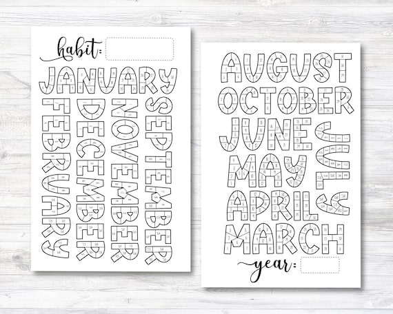 Habit tracker coloring sheet month habit tracker coloring planner insert year habit tracker coloring sheet insert not punched