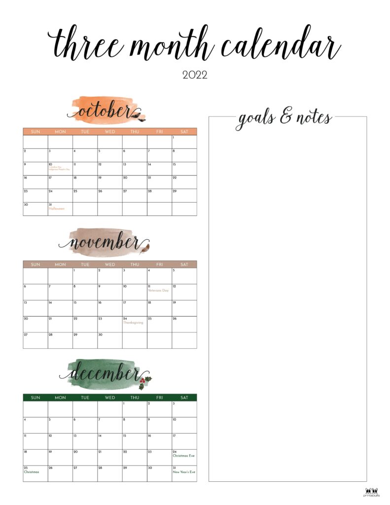 Monthquarterly calendars