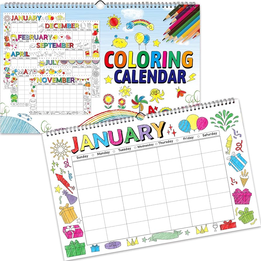 Wall calendar for kids coloring calendar perforated sheets wall calendar x home classroom office products