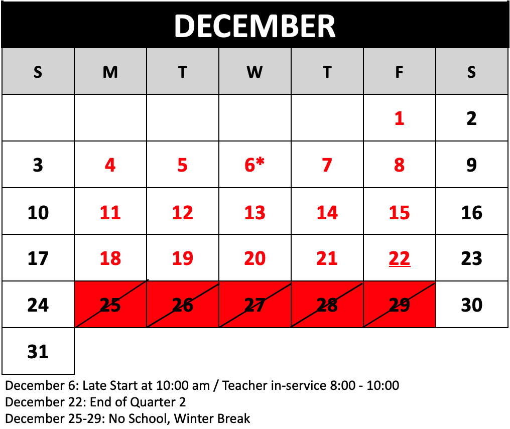 School year calendar