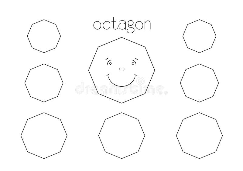 Educational coloring page eight sided shape stock illustration