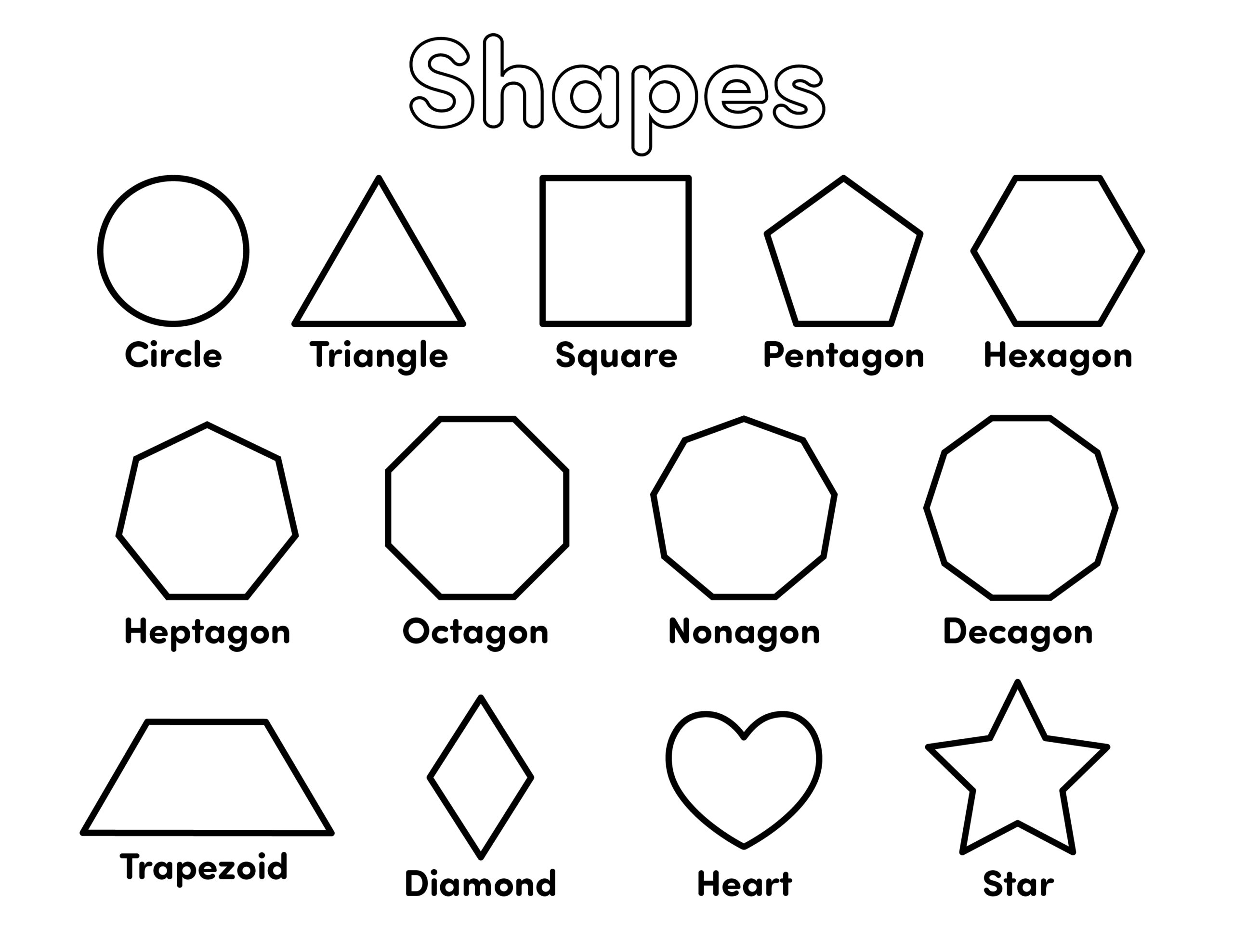 Shapes coloring page