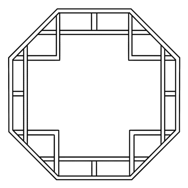 Premium vector chinese octagon window isolated coloring page