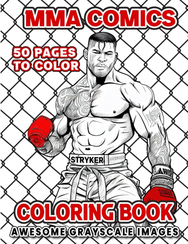 Mma octagon fighting adult coloring color book pages of unique inspiring gray