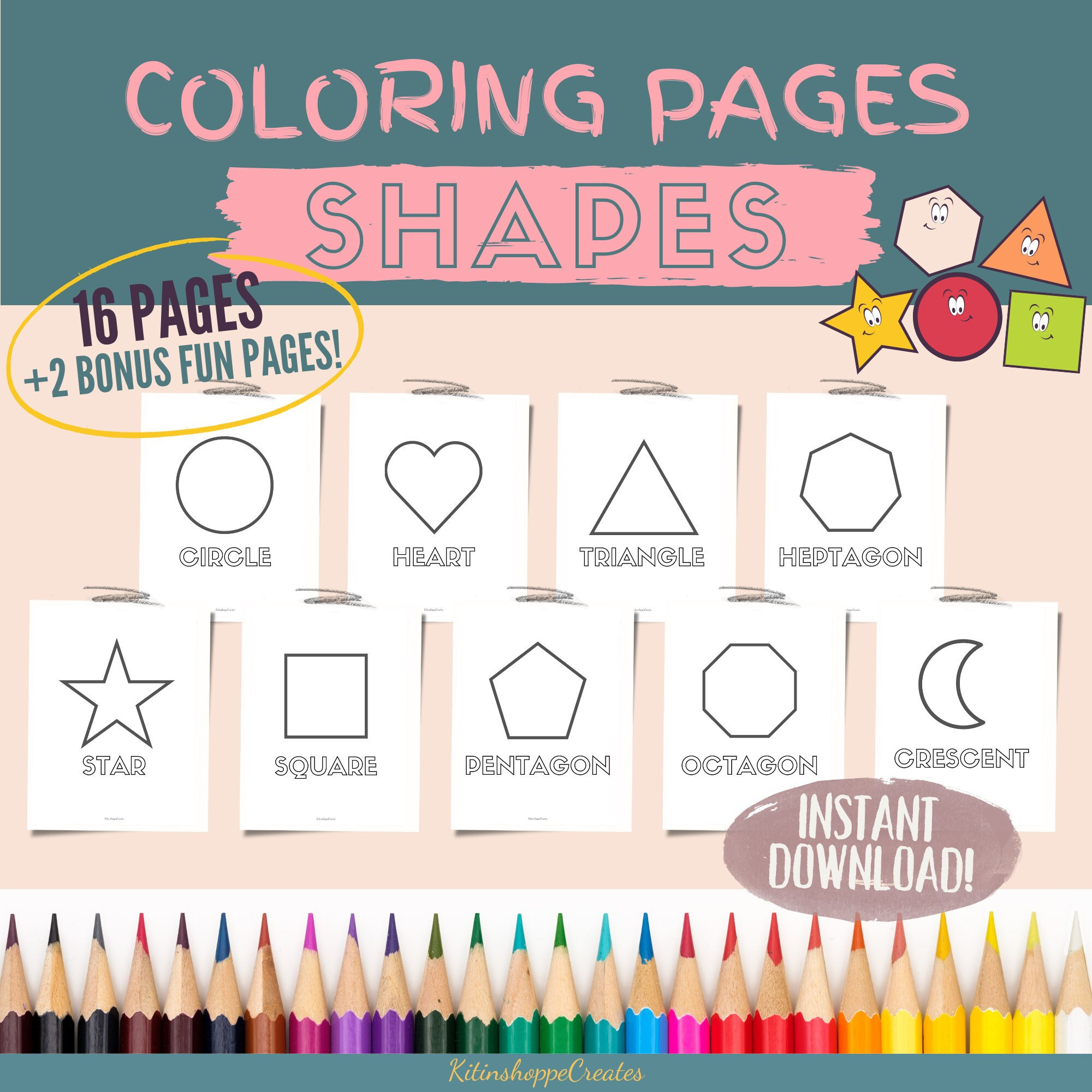 Coloring pages all about shapes printable coloring pages for kids and toddlers different shapes coloring activity fun homeschool printable