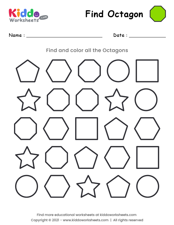 Free printable find octagon worksheet worksheet