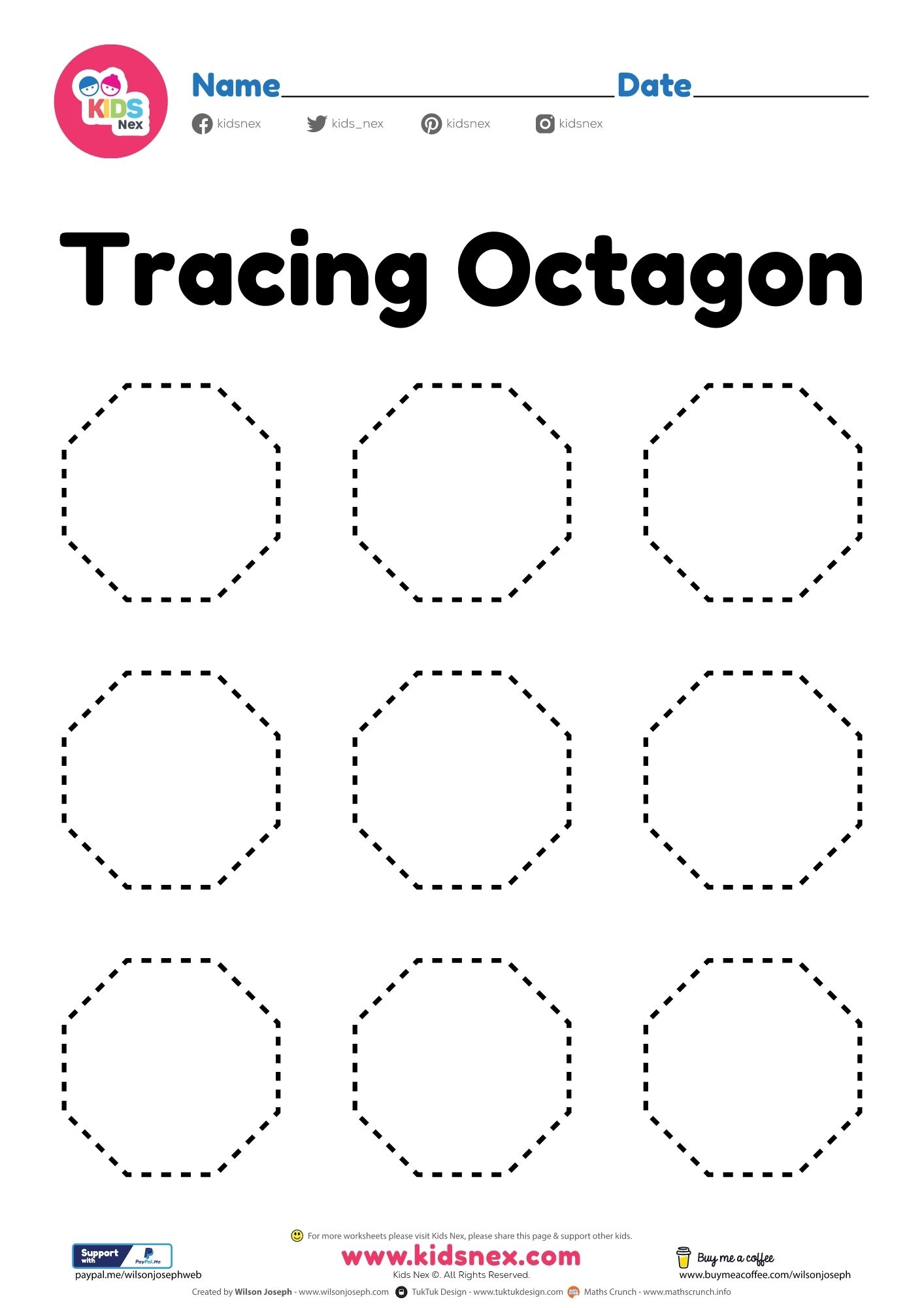 Octagon shape worksheet