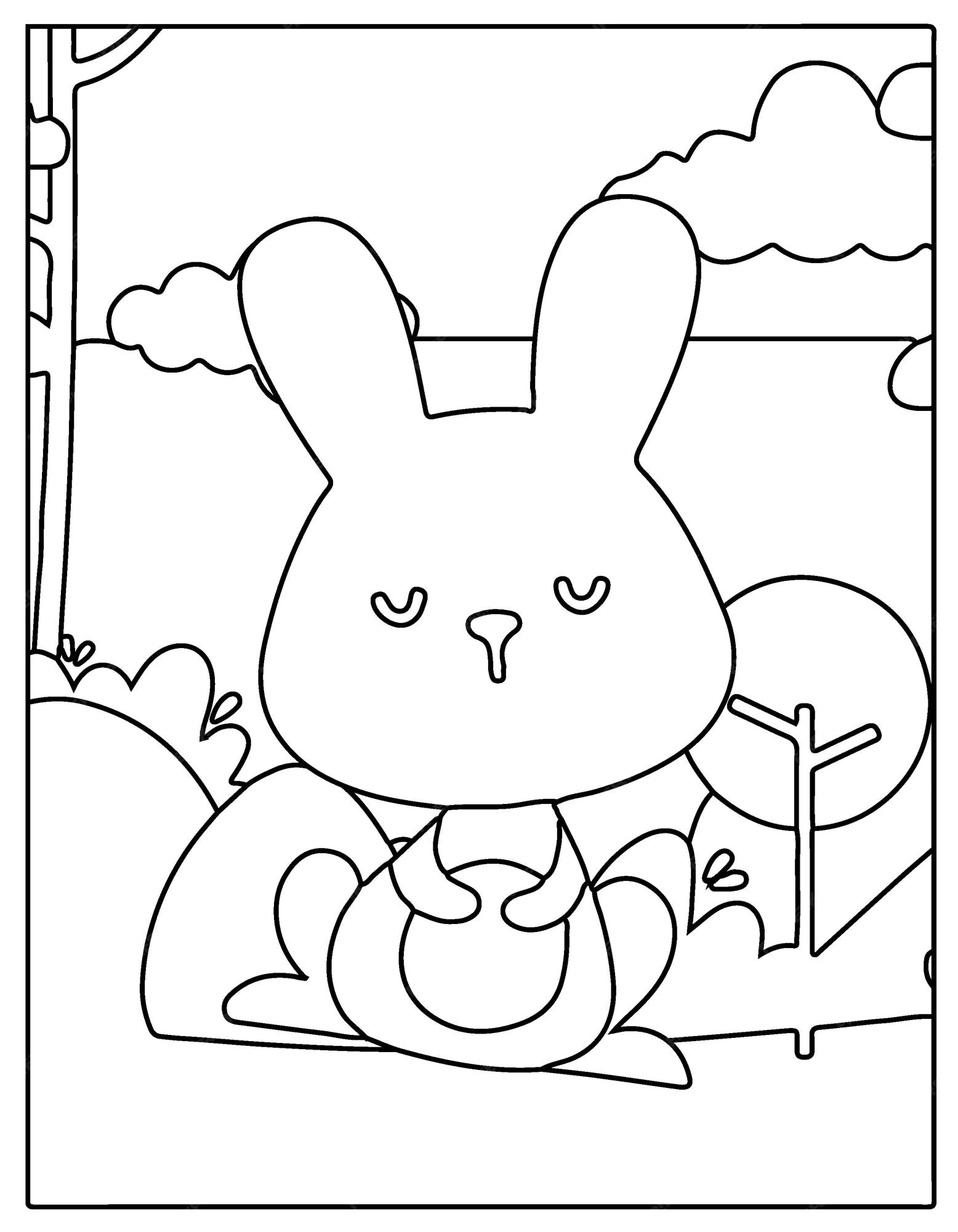 Premium vector happy easter coloring page vector illustration