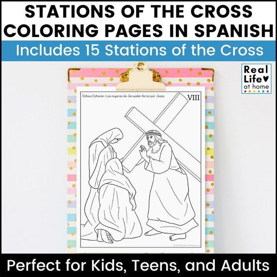 Stations of the cross coloring pages in spanish for kids teens adults stations included