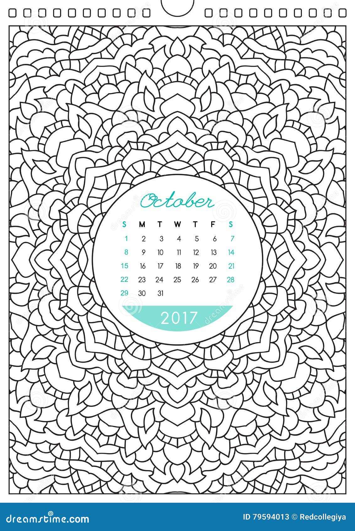 October coloring calendar stock illustrations â october coloring calendar stock illustrations vectors clipart