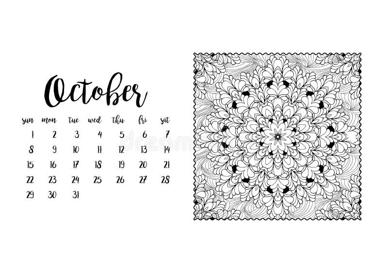 October coloring calendar stock illustrations â october coloring calendar stock illustrations vectors clipart