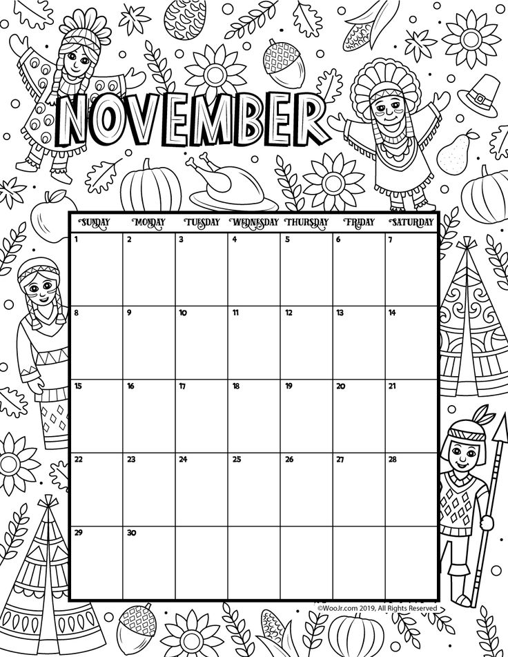 November coloring calendar woo jr kids activities childrens publishing coloring calendar calendar printables printable calendar template