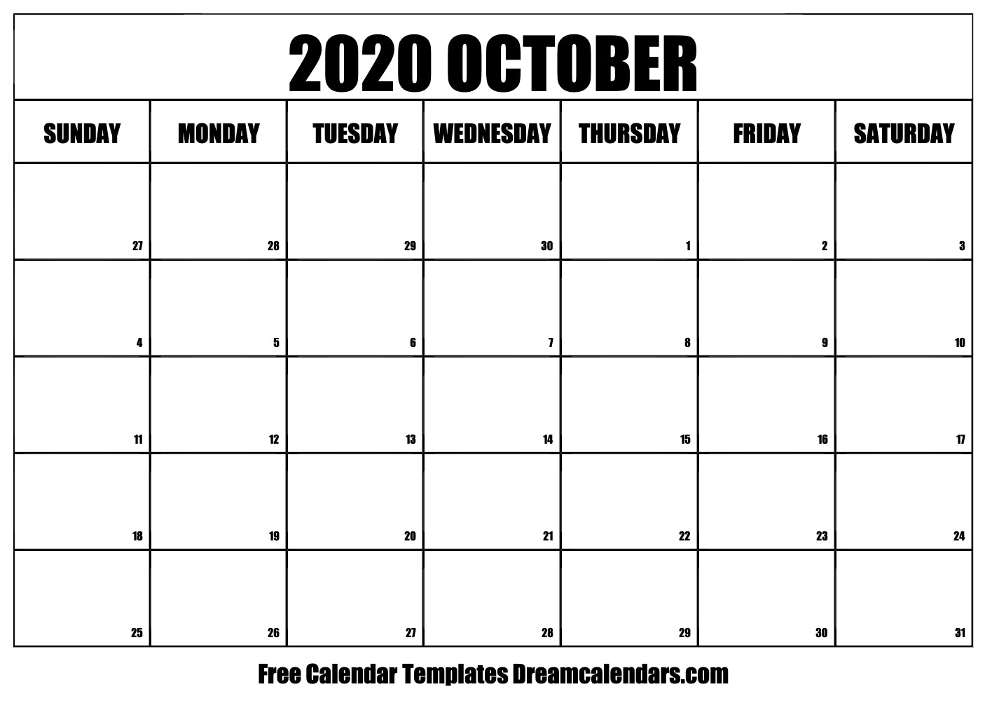 October calendar free blank printable with holidays