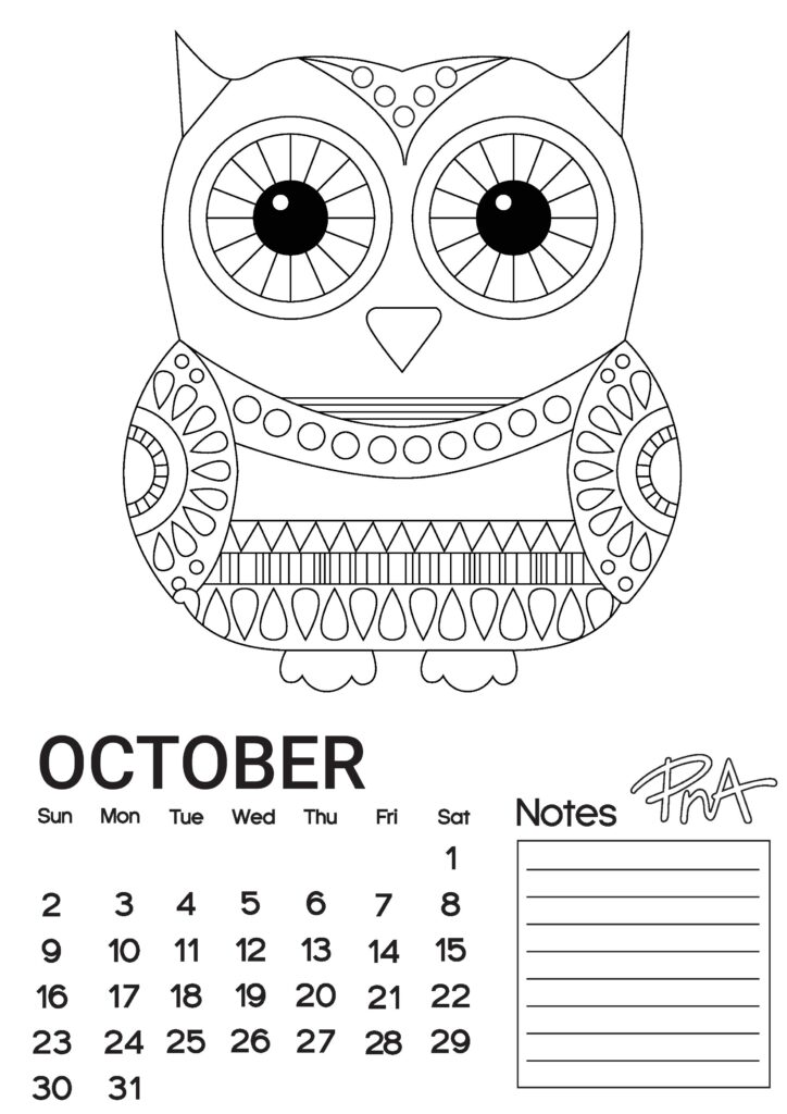 October free louring calendar