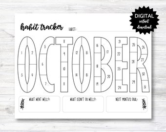 October habit tracker coloring sheet printable month habit tracker coloring sheet printable n