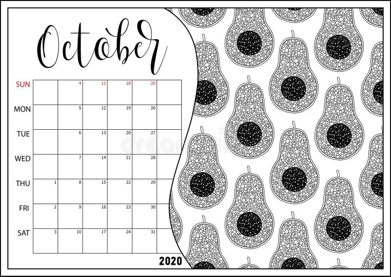 October coloring calendar stock illustrations â october coloring calendar stock illustrations vectors clipart