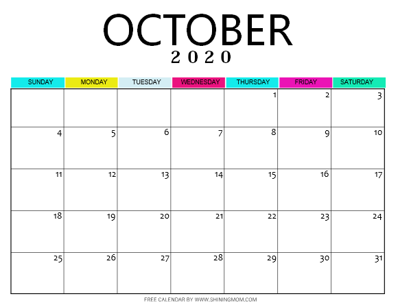 Free printable october calendar awesome designs