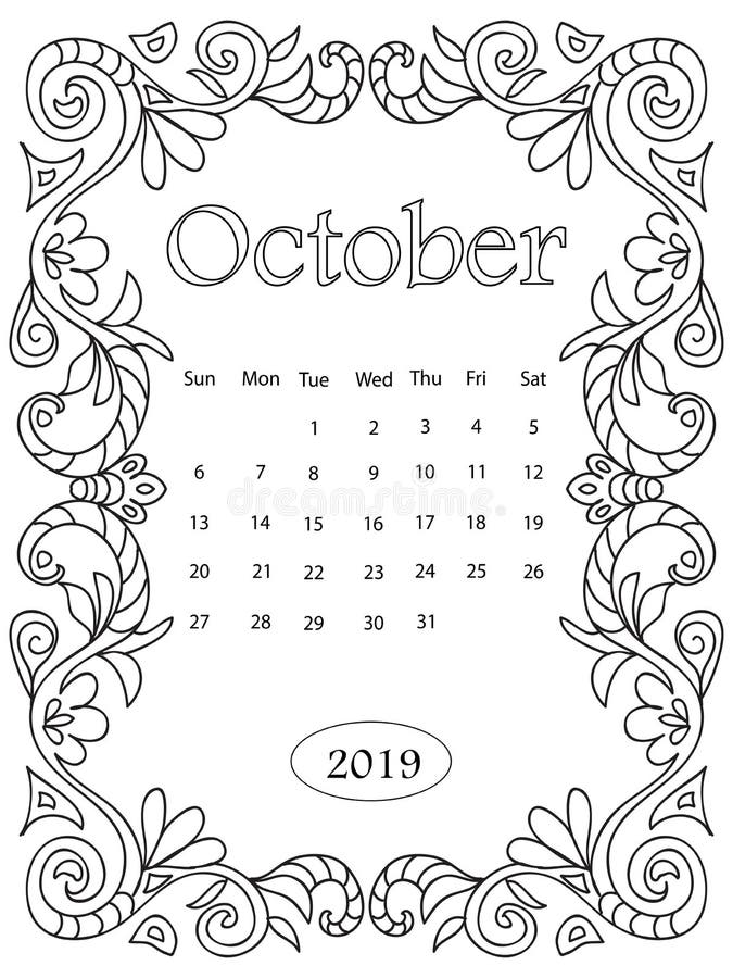 October coloring calendar stock illustrations â october coloring calendar stock illustrations vectors clipart