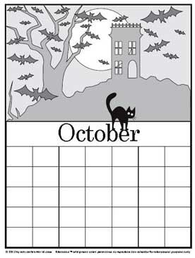 Coloring calendar october