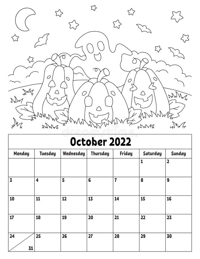 October coloring calendar stock illustrations â october coloring calendar stock illustrations vectors clipart