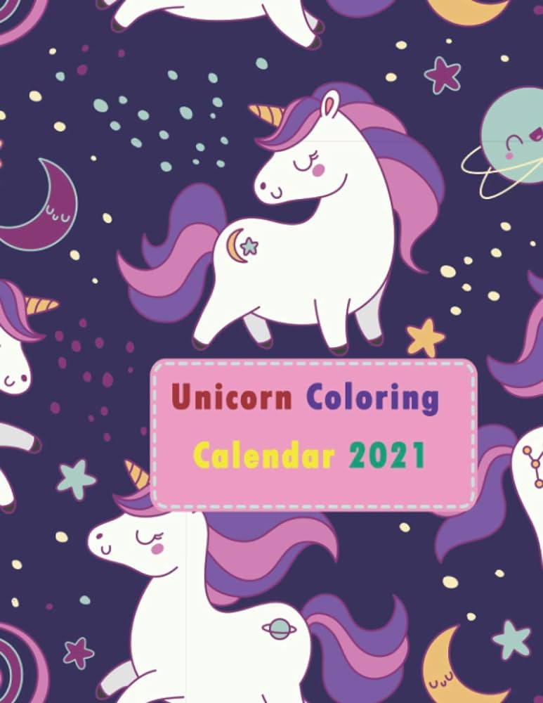 Unicorn coloring calendar unicorn coloring calendar with monthly planner for kids month page start january