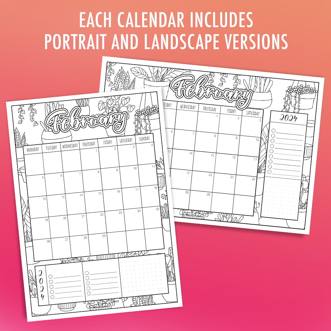 Printable coloring calendar pdf by sarah renae clark