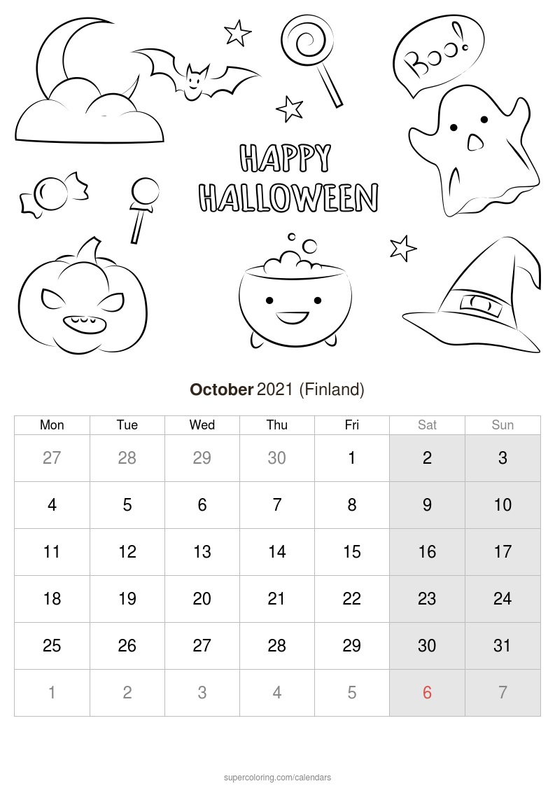 October calendar