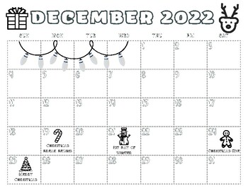 December calendar coloring page by leahs learning center tpt