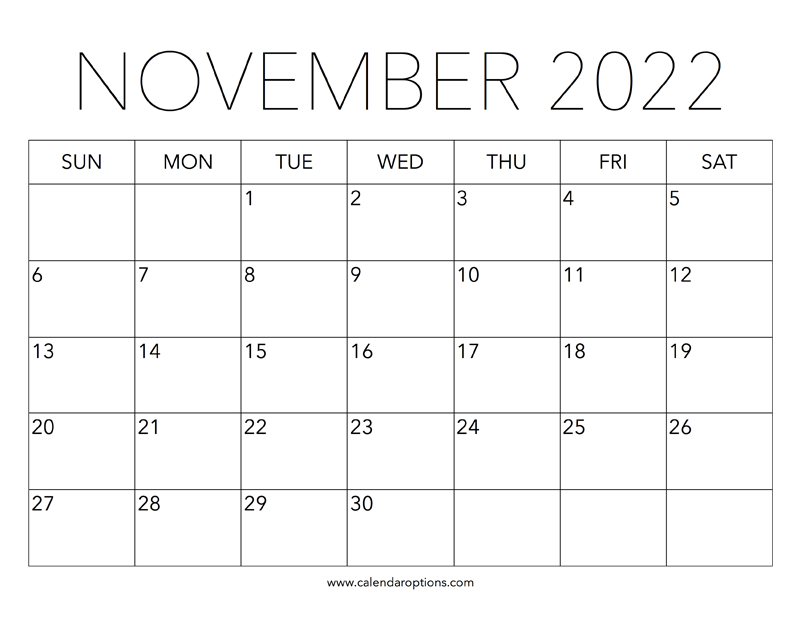 Printable november calendar â calendar options