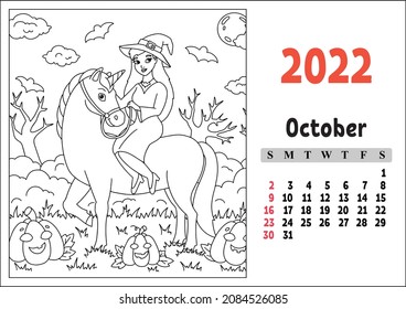 Calendar cute character fairy unicorn stock vector royalty free