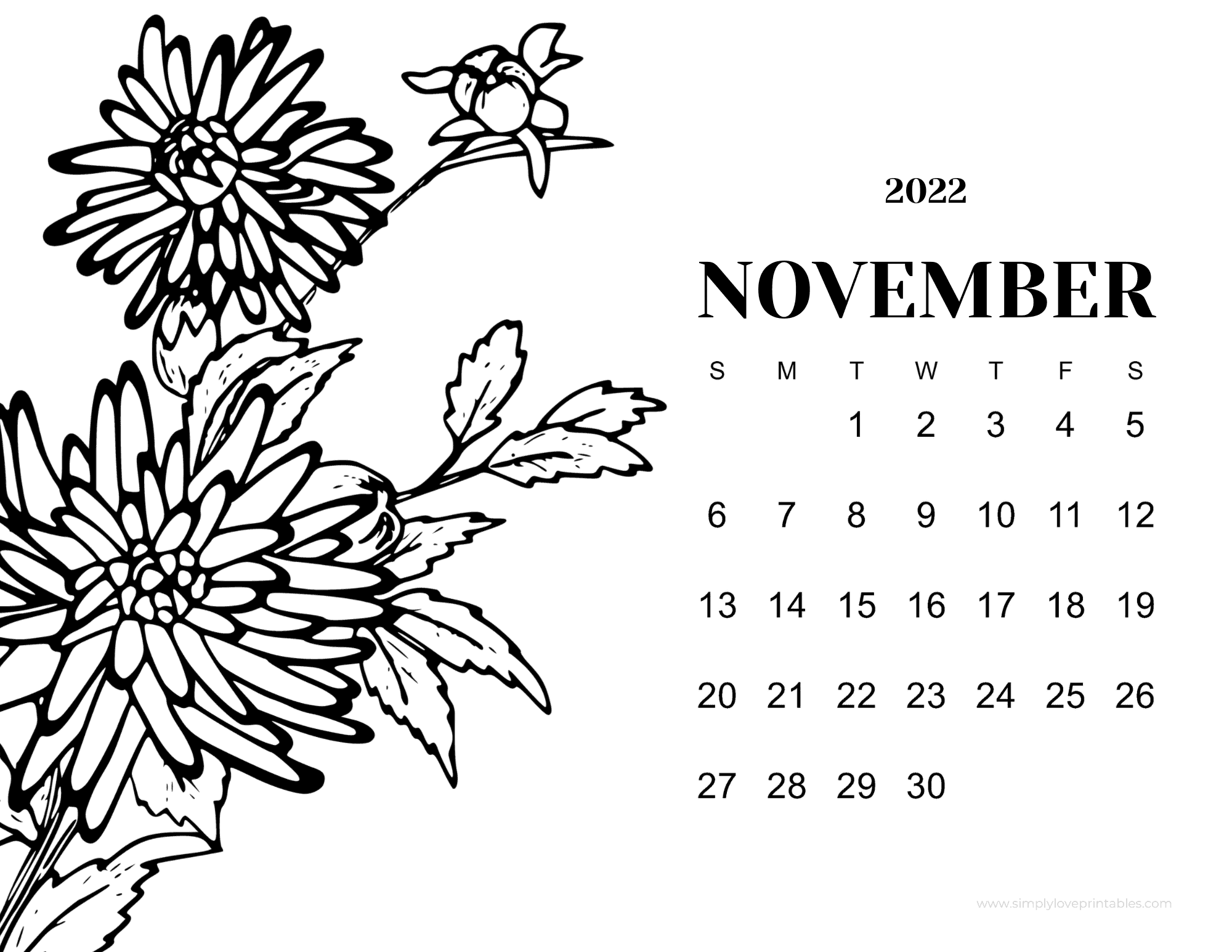 Free printable november calendars simply love printables