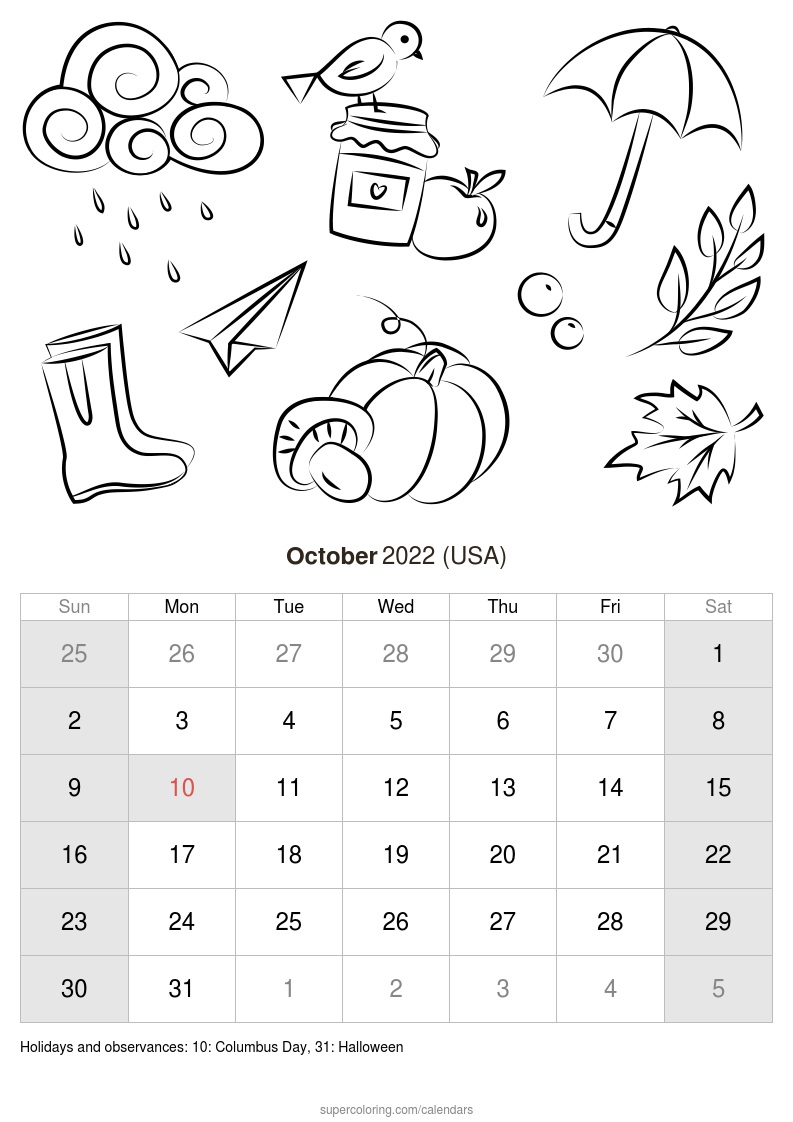 October calendar