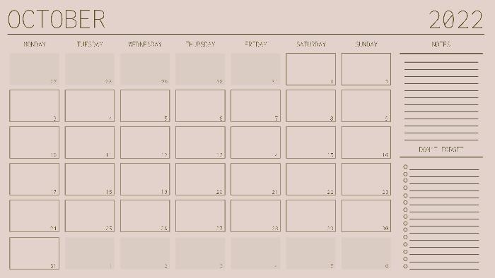 Download free simple monthly calendar template