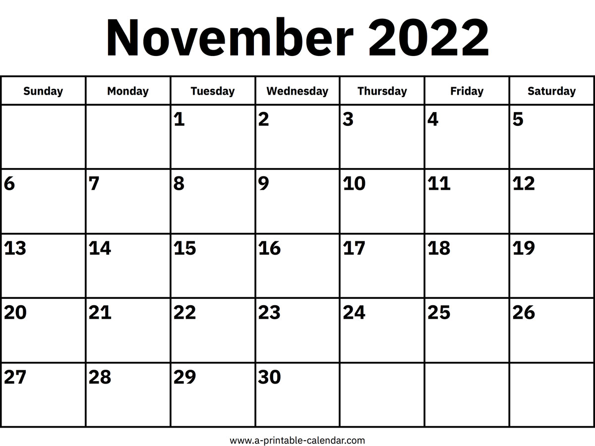 November calendars â printable calendar