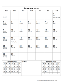 Yearly julian calendar