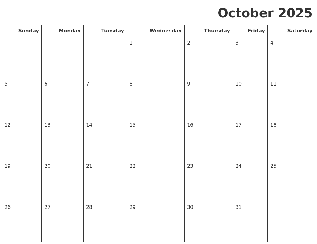 October calendars to print