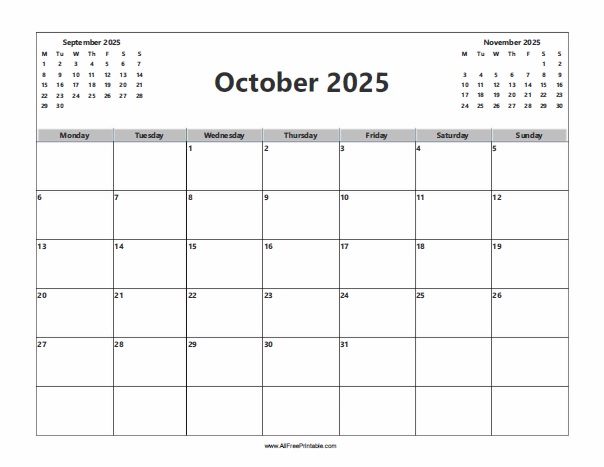 October calendar â free printable