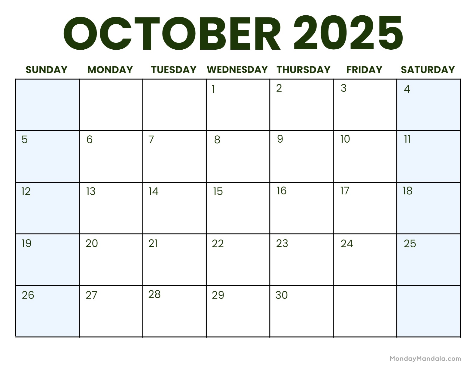 October calendar free pdf printables