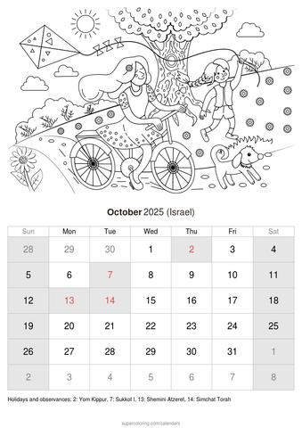 October calendar