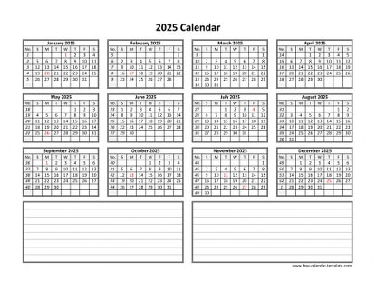 Free calendar template and